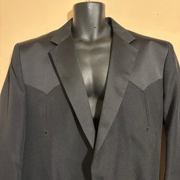 Silverado Mens Black Western Cowboy 2-Piece Suit Size 46 L Made In USA